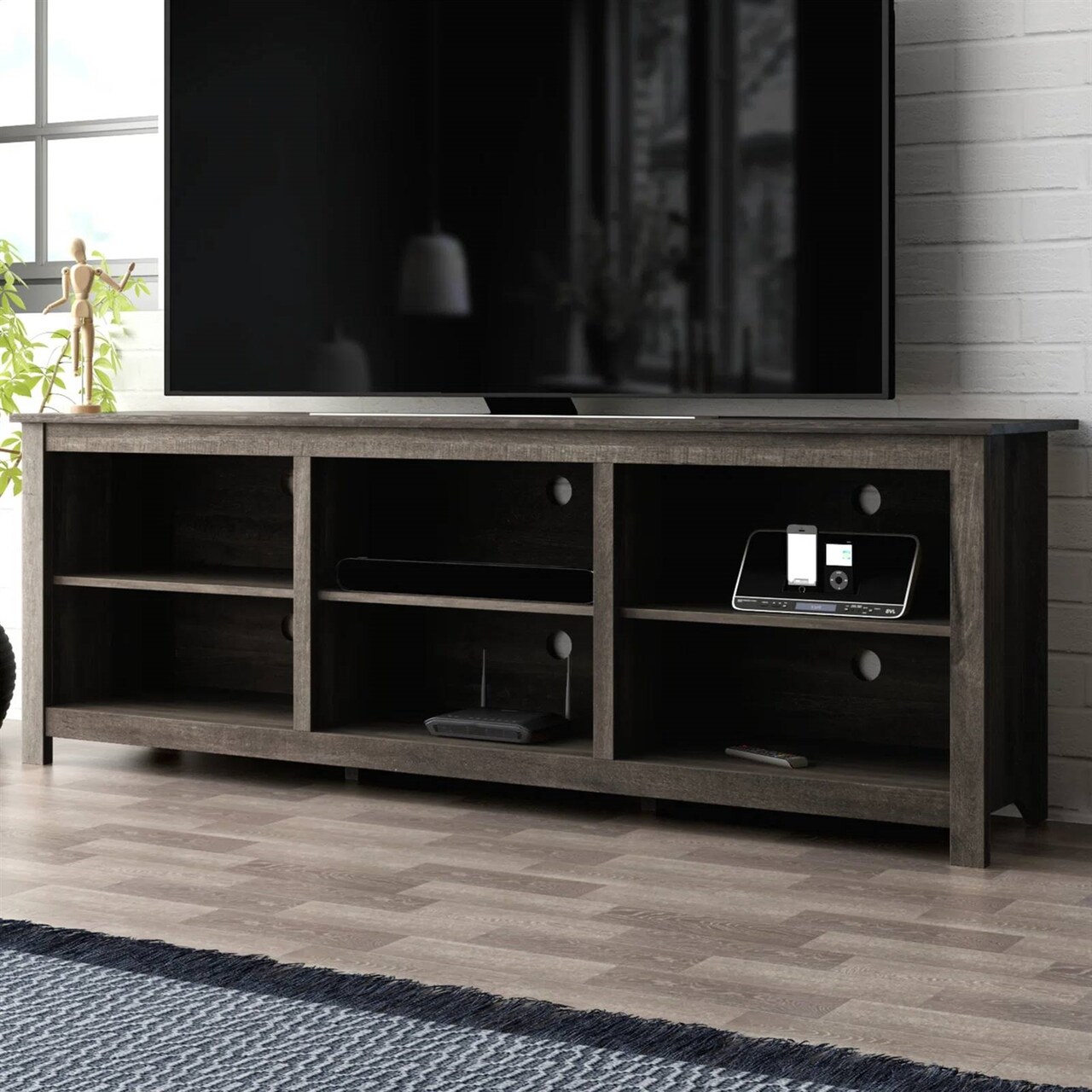 Dark Brown 70-Inch TV Stand Entertainment Center with Storage